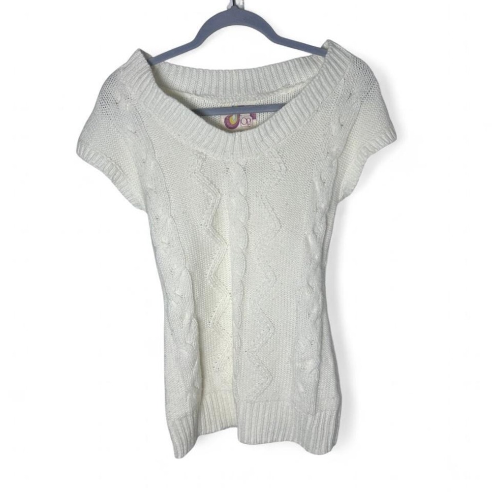Vintage Ocean Pacific Op Women's/Teen Size medium Cream Cable‎ Knit Y2K Sweater